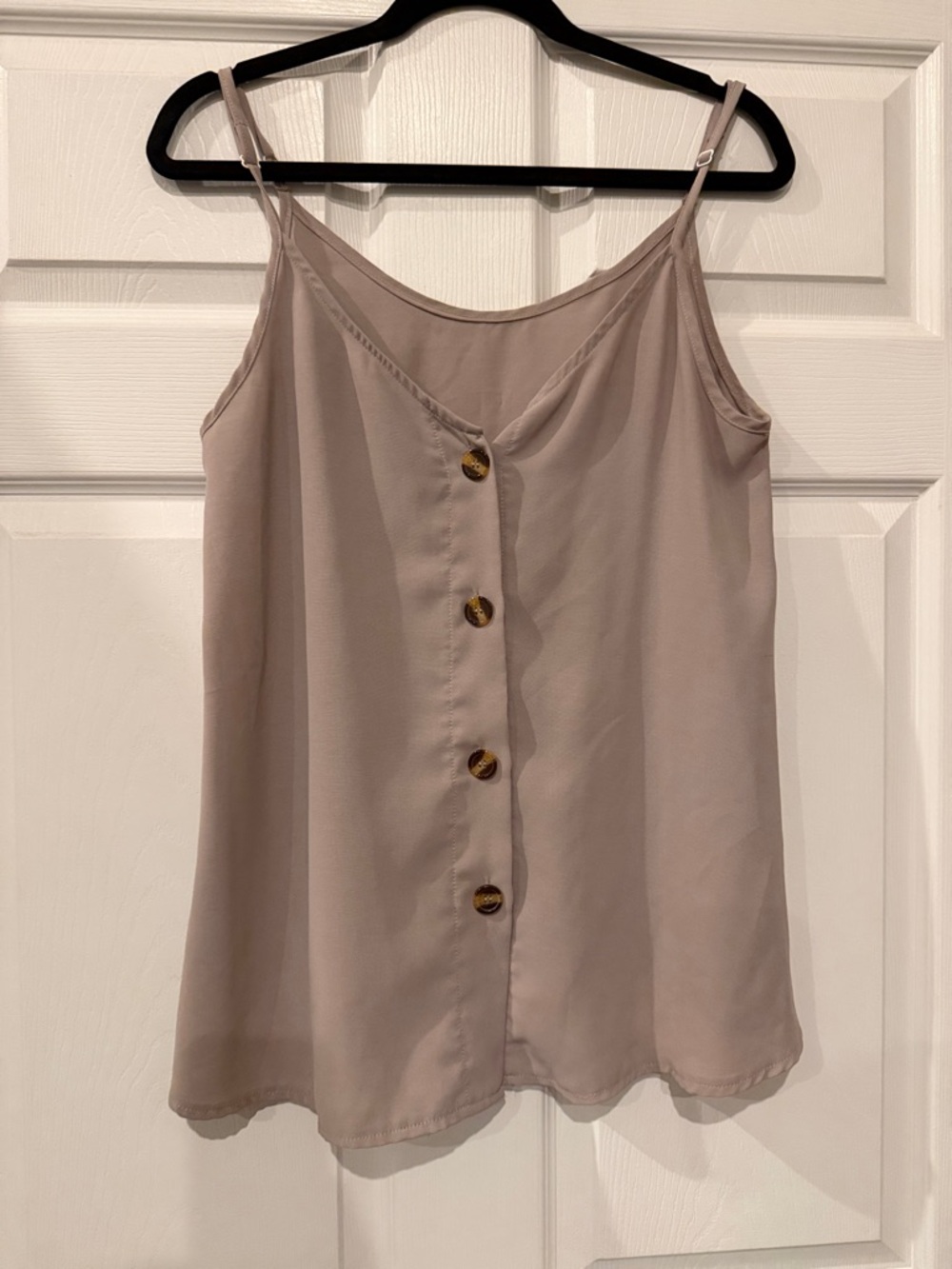Women's Beige Button-Front Camisole Top